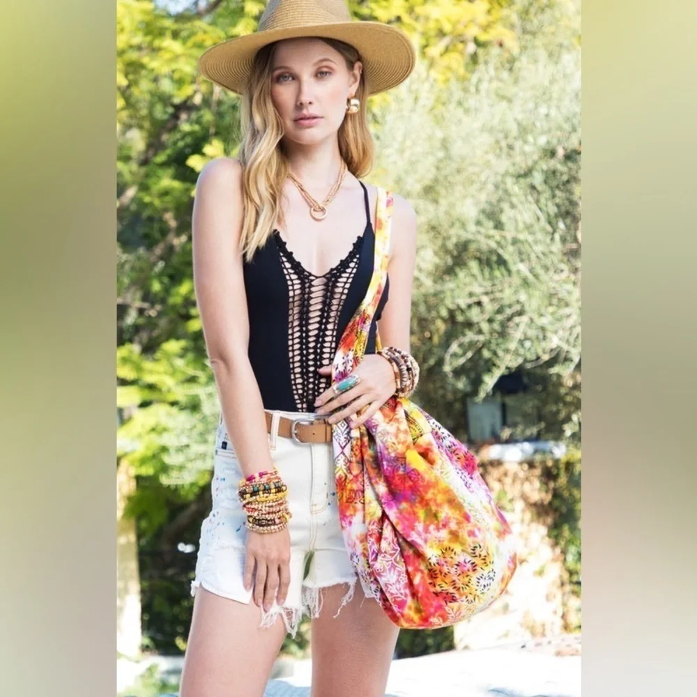 Womens Ruggine Hippie Bohemian Ethnic Tie Dyed Hobo Chic Yoga Shoulder Beach Bag